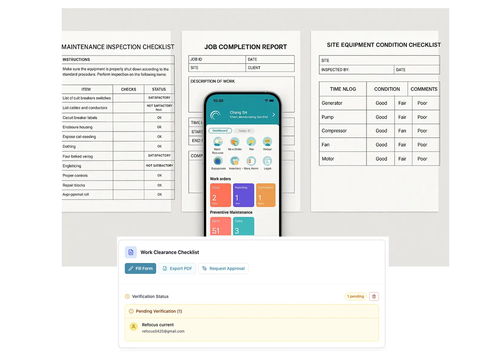 Preview of custom digital forms in Cerev CMMS