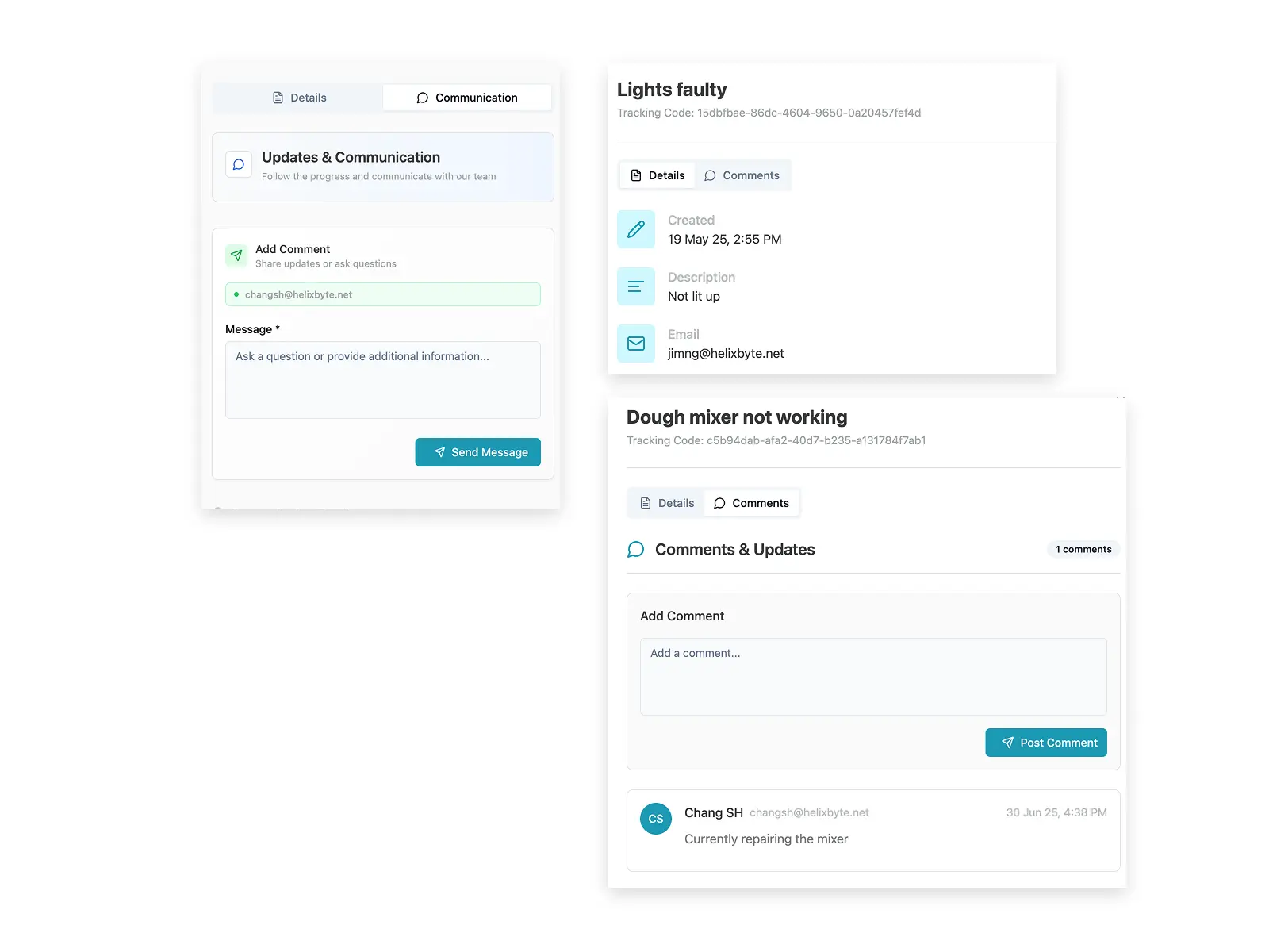 Work request comments thread in Cerev CMMS