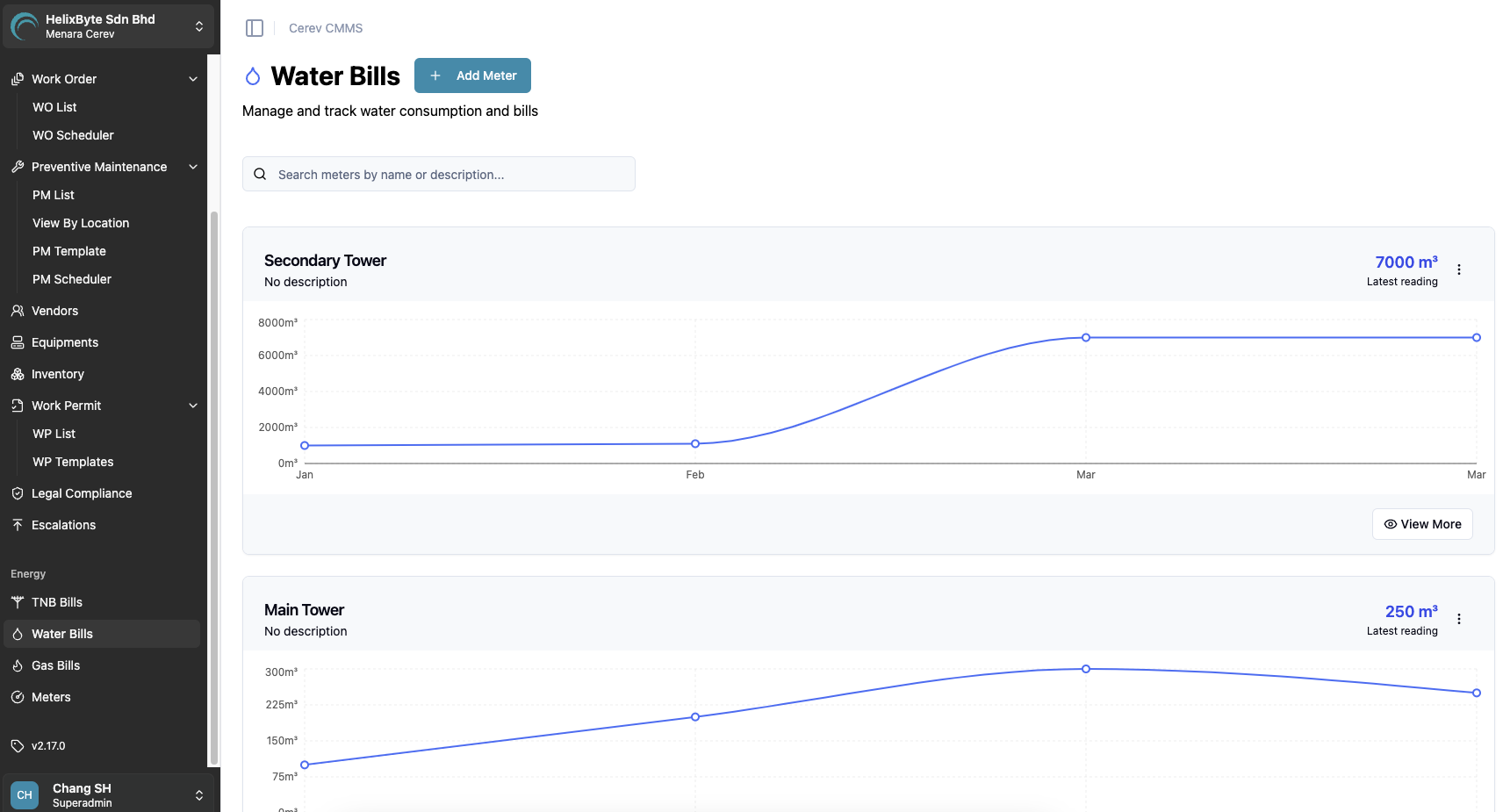 Utilities Metering Screenshot