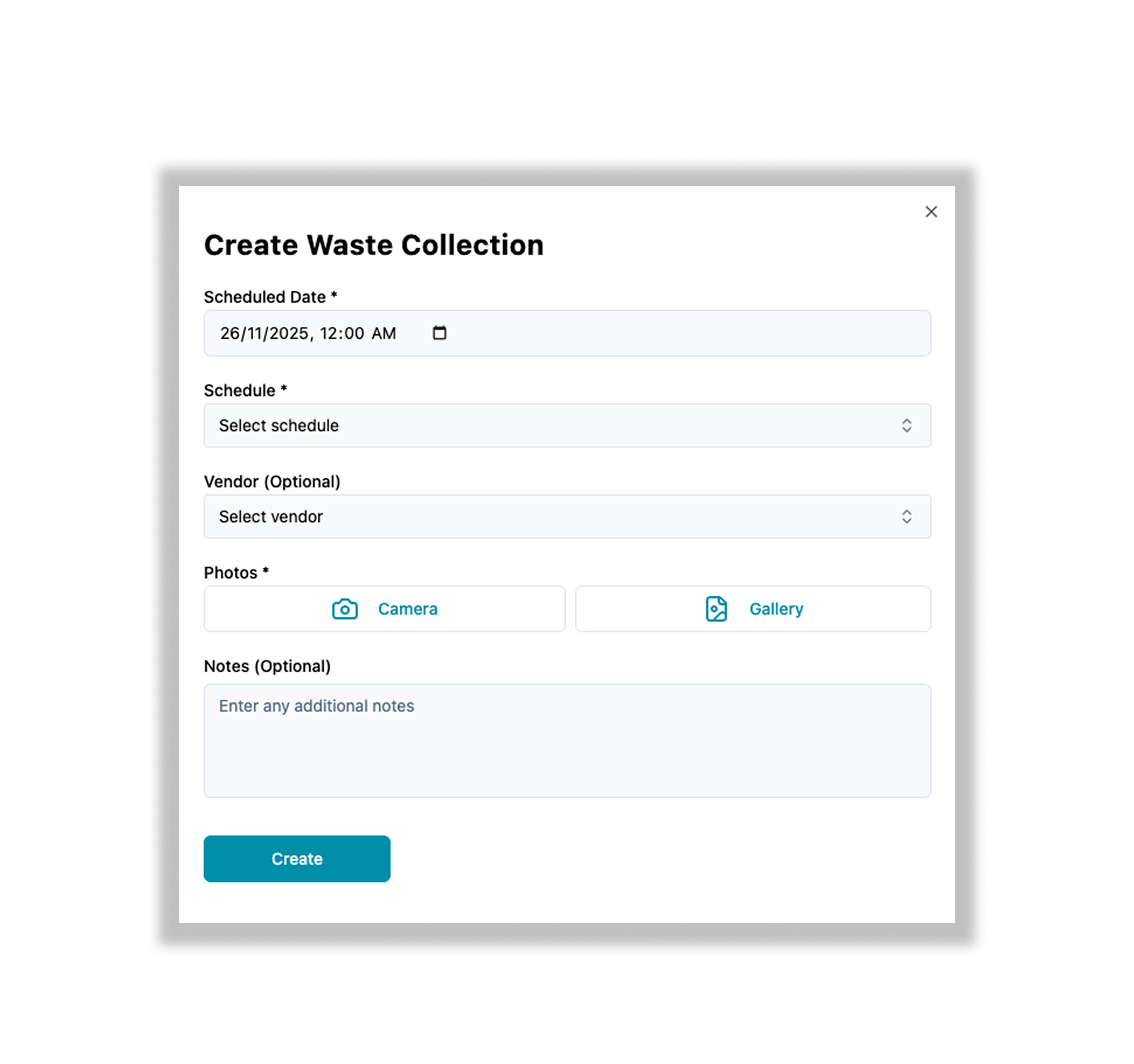 Create waste schedule screenshot
